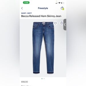 Warp and weft size 4 skinny jeans, never worn